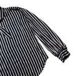 ZARA Basic Black Striped Long Sleeve Satin Blouse US S Photo 2