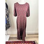 Bobeau Size Medium Dara Printed Dress Brown Green Polka Dots Hourglass Midi Photo 1
