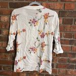 Kindred  womens button up embroidered roll tab sleeves blouse white small Photo 4