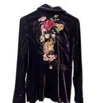 Corso Como No Embroidered Purple Flower Velvet Long Sleeve Shirt Photo 0