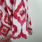 John Mark Ikat Linen Blend Button Down Shirt Size PXL Boho Artsy Resort Colorful White Photo 1