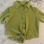 T Tahari  Short Sleeve Tie Front Cotton Gauze Shirt Small EUC Photo 2