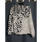 Cabi Top Womens Medium Brown Black White Colorblock Crossover Long Sleeve Vneck Photo 5