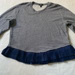 J.Crew Gray Ruffled Long Sleeve Sweatshirt Photo 3