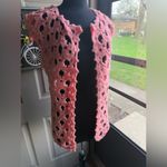 Vintage handmade 70/80s pink crochet open weave tunic vest, one size Photo 13