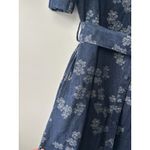 Solitaire  Women's Dark Wash Denim Short Sleeve Blue Floral Belted Mini Dress‎ Photo 1