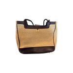 Etienne Aigner  Straw Tote Bag Brown Leather Trim Shoulder Purse Preppy Coastal Photo 2
