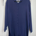 Diane Von Furstenberg Vintage  Navy Blue 100% Silk V-Neck Tunic Top Office Size M Photo 0