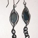 Gunmetal Gray Dark Metal Abalone Shell Boho Pierced Earrings Photo 3
