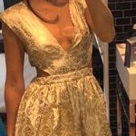 Necessary Clothing White & Gold Cut Out Dress  Photo 0