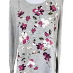 Terra & Sky Floral Graphic Gray Tunic Sweatshirt Minimalist Demure sz 0X (14W) Photo 0