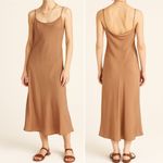 J.Crew  Gwyneth Cupro Blend Slip Dress Size 12 Pale Mocha Midi Sheath Minimalist Photo 10