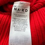 NA-KD  rib knitted collar midi dress red polo slit short sleeve M Photo 5