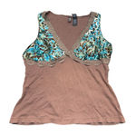 Bisou Bisou Y2K Lace Floral Silk Cami Tank Top Photo 0