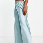 Urban Outfitters Renewal Remnants Satin Puddle Pants Medium Baby Blue Stretch Wide Leg Photo 7