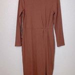 BNWT! JOYFOLIE MIA JOY Alenka Ribbed Fitted Midi Dress Size XL Brown Photo 0