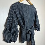 Streetwear Society SALE! Black Boutique Striped Wrap Blouse Size S NWT 2 Photo 3