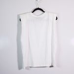 ZARA NEW  Cotton Shoulder Pad Sleeveless Crew Neck Boxy Tee Shirt White Medium Photo 3
