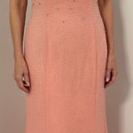 ALYCE DESIGNS Vintage Coral Greek Goddess One Shoulder Beaded Long Prom Dress 6 Photo 0