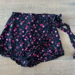 For Love & Lemons pink black floral print tie wrap belted ruffle skort Photo 1