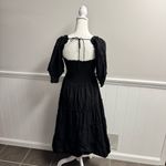 Hill House Nesli Nap Dress Short Puff Sleeve Swiss Dot Tiered Midi Black Small S Photo 12