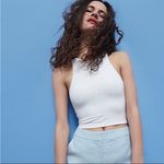 J.Crew  White Cutaway Crop Tank Form Knit High-Neck Size Medium Photo 4