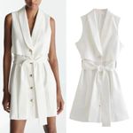 ZARA  White Belted Waistcoat/Sleeveless Vest Mini Dress Photo 9