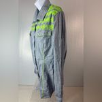 Rock & Roll Cowgirl  XL Embroidered Long Sleeved Pearl Snap Shirt in Lime n Blue Photo 2