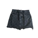 CURRENT ELLIOTT Black Polka Dot Denim Skirt Size 27 Photo 2