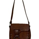 Vintage Leather Floral Tooled Shoulder Bag Saddle Bag 9x9.5 in Brown Photo 0