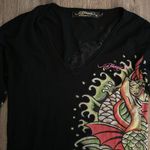 Ed Hardy  Christian Audigier Sweater Long Sleeve Mermaid Siren Black Size Medium Photo 2