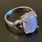 Elegant purple amethyst S925 silver heart ring size 8 Photo 1
