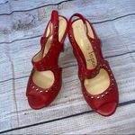 Nanette Lepore Nanette Leopard Studs red Heels. Size 7.5 Photo 3