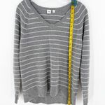 Gap  Gray Striped Wool Blend V-Neck Pullover Sweater Women's Size Medium Photo 5