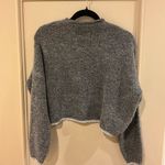 Urban Outfitters Gray Crew Neck Cropped Sweater With Silver Trim Photo 4