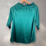 Never A Wallflower‎ Saint Sinner Top Blouse Emerald Green Silk Satin Sz M NWT Size M Photo 4