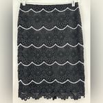 Talbots Black Lace Skirt with White Trim – Elegant Mini Photo 3