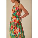 Farm Rio  Tropicart Floral Sleeveless Midi Dress Medium Green NWT Photo 1