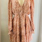For good women’s mini dress floral print puffy long sleeves size S Photo 0