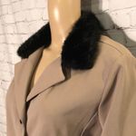 Cimmaron Dress Vintage 1990s Tan Blazer Faux Fur Collar 16P Petite Photo 4