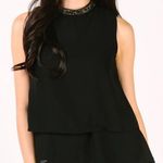 ZARA EUC  Flowy Layered top with Jewel Collar in Black - Size Large Photo 1