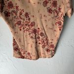 Gloria Vanderbilt  Y2k Size Large Boho Rustic Floral Beige‎ Red Short Sleeve Top Photo 2