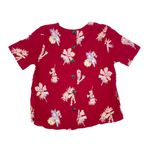 Madewell  Crimson Red Bird of Paradise Button Back Top Blouse L9189 Size XS Photo 3