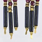 Rare Tabra Vintage Floral Design Amethyst Beads/French Jet Glass Dangle Earrings Black Photo 5