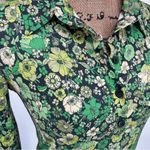ZARA Green Yellow Floral Long Sleeveā Mini Short Dress 70's 60's Retro Collared Photo 4