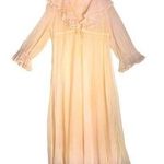 VTG 70s Sunset Ombre Sheer Mesh Ruffle Long Sleeve Lace Trim Duster Robe Multiple Size M Photo 0