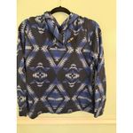 CHAPS  Women’s Sweatshirt Southwestern Diamond Shawl Neck Blue Black L Photo 1