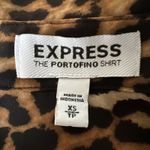 EXPRESS Shirt Womens XS Brown Black Cheetah Print Portofino Office Professional Photo 5