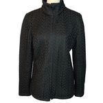 Boston Traders Cable Knit Sweater Jacket Full Zip Black Fleece Lined Size M Photo 1