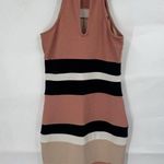 Windsor  High Neck Striped Knee Length  Bodycon Dress Women Medium Colorful Photo 1
